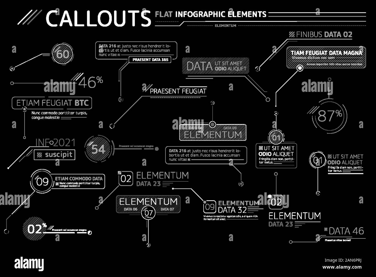 Callouts Télévision Infographie Collection d'éléments Illustration de Vecteur