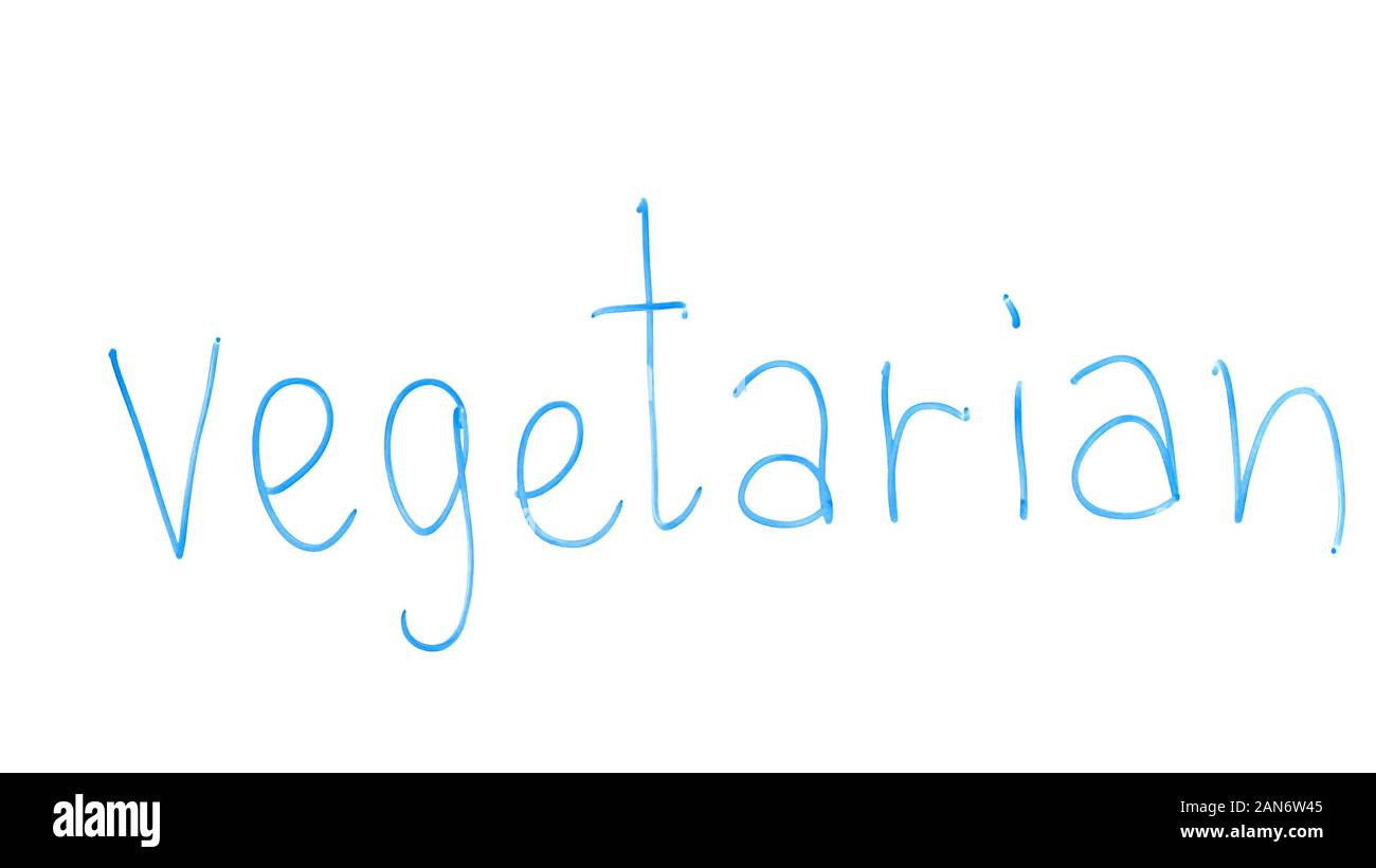 Mot végétarien écrit sur le verre, style de vie, s'abstenir de produits animaux Banque D'Images