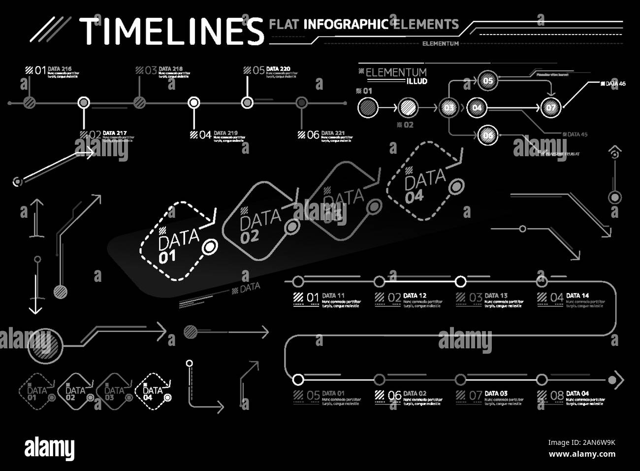 Les échéanciers Télévision Infographie Collection d'éléments Illustration de Vecteur