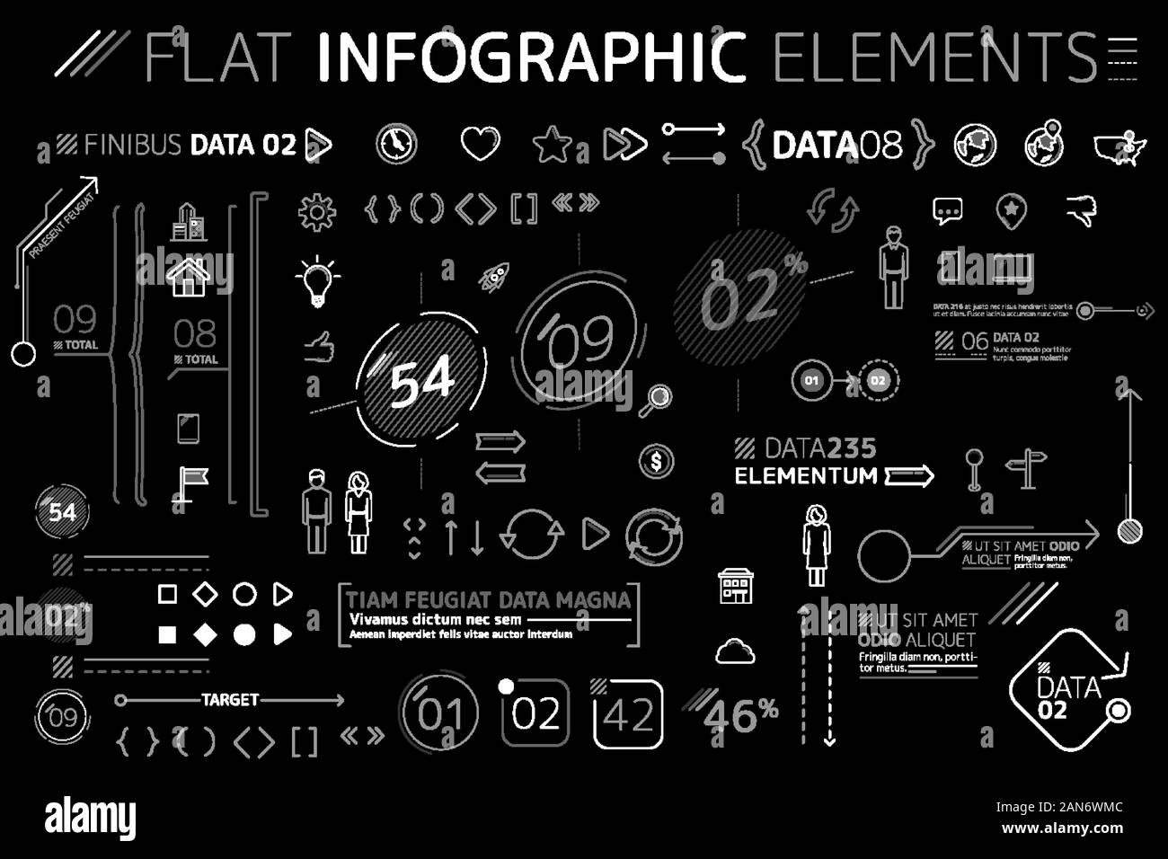 Télévision d'entreprise Infographie Collection d'éléments Illustration de Vecteur