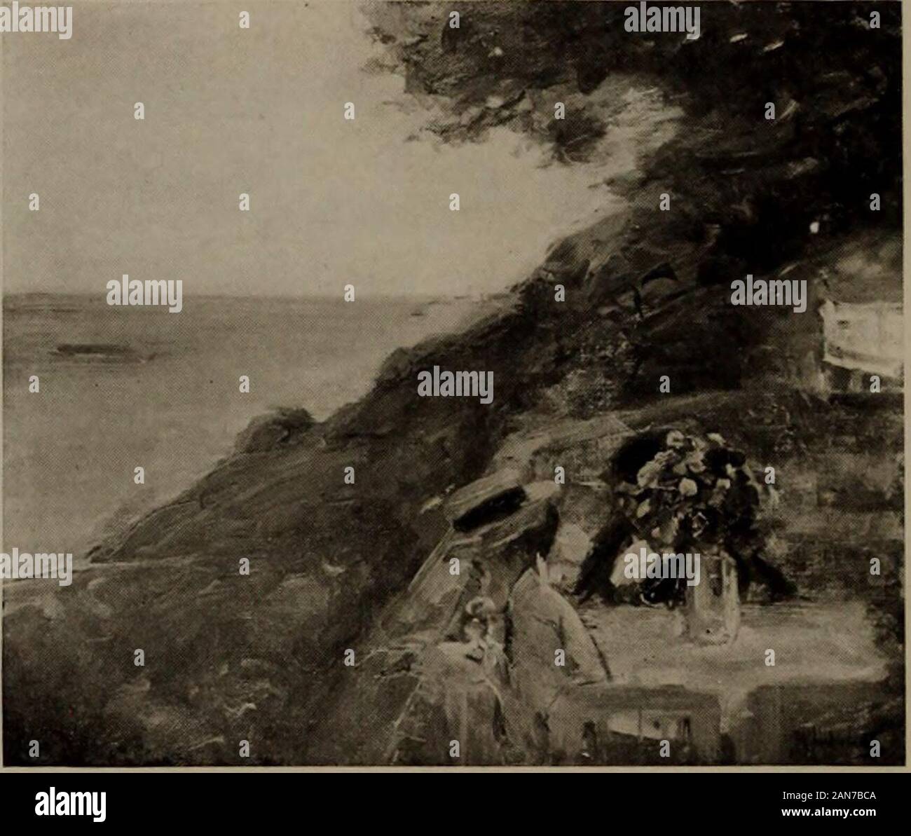 De précieuses images par affaires et maîtres américains . /V&& Heinrich Johanii Zugel allemand : 1850 -154-boeufs, hauteur 21 cm ; longueur, 31 % po dans la fraîcheur de l'ombre d'une forêt ouverte un garçon est leadingforward une paire de boeufs en noir et blanc, le groupe ap-pearing dans le près de premier plan au détour d'une route sinueuse. brownand Plein soleil d'un été daypercolates au milieu du leafage marbrure, le backsof large les animaux, dappling touchingbits la chaussée, et de la croissance de la route à un procès équitable, vert clair, insharp contraste avec le vert de l'ombre dense. Signé en bas à droite, H. Zugel, 1903.PU Banque D'Images