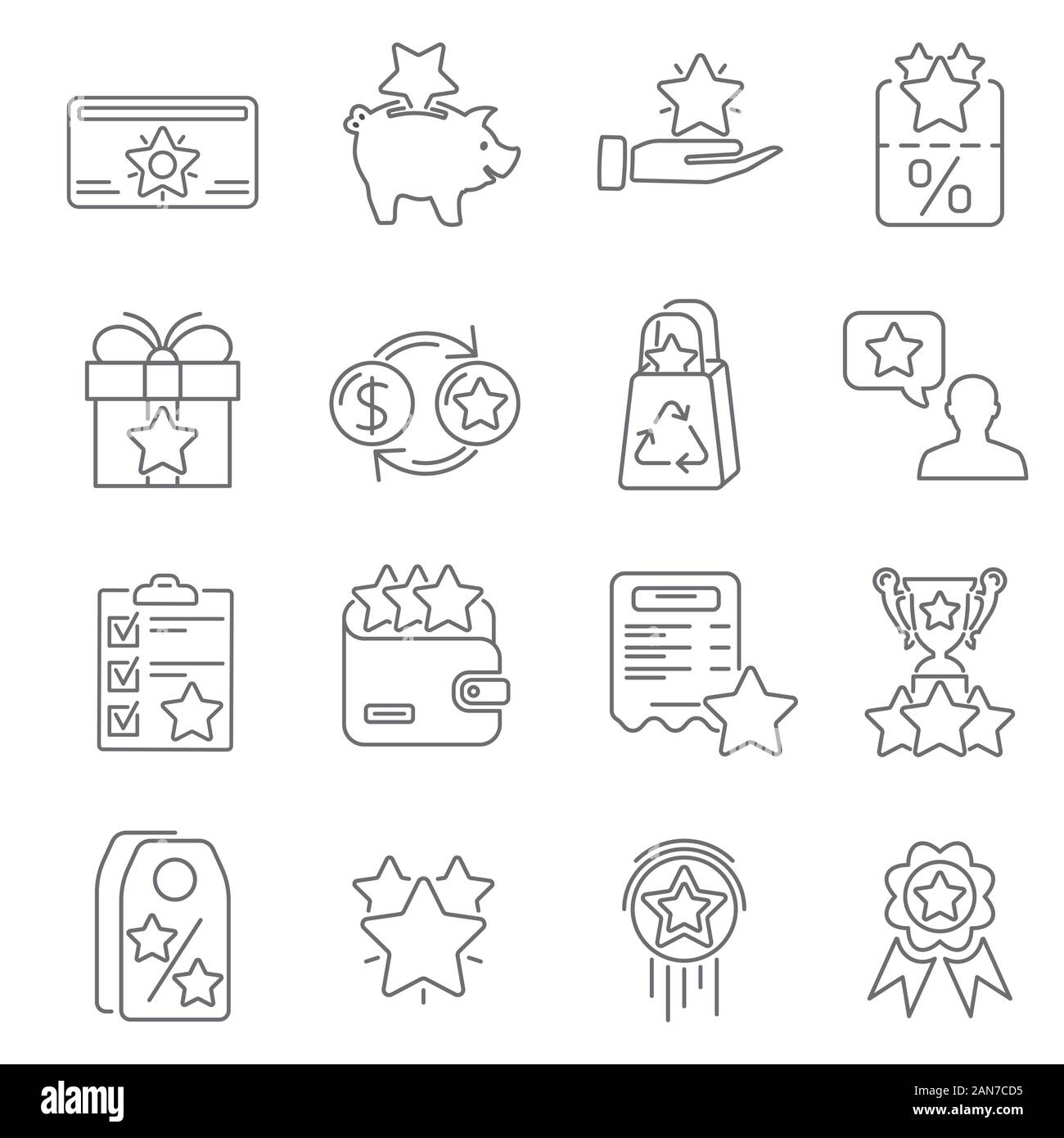 Programme de fidélité Line Icons Set Illustration de Vecteur