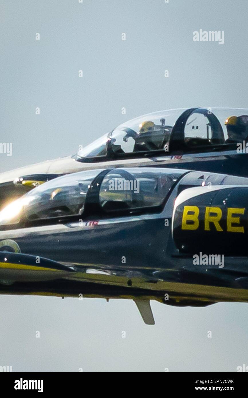 Fairford, Gloucestershire, Royaume-Uni - Juillet 20th, 2019 : l'équipe de Breitling L-39 Albatros effectuer à Fairford International Air Tattoo 2019 Banque D'Images