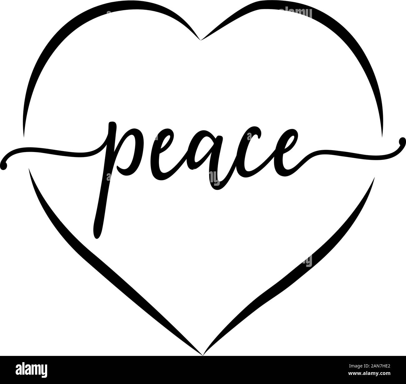 Texte de la paix avec l'amour'icône Symbole vector illustration, noir et blanc Illustration de Vecteur