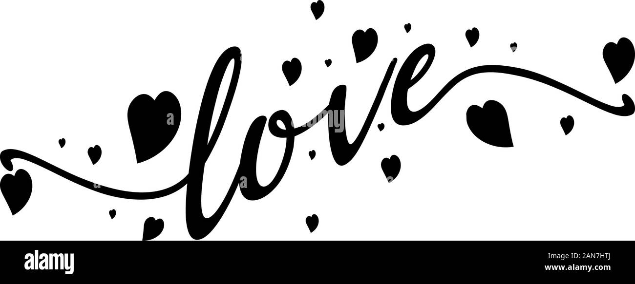 Concept de la Saint Valentin. L'amour. Texte par cœur. Vector design plat. Illustration de Vecteur