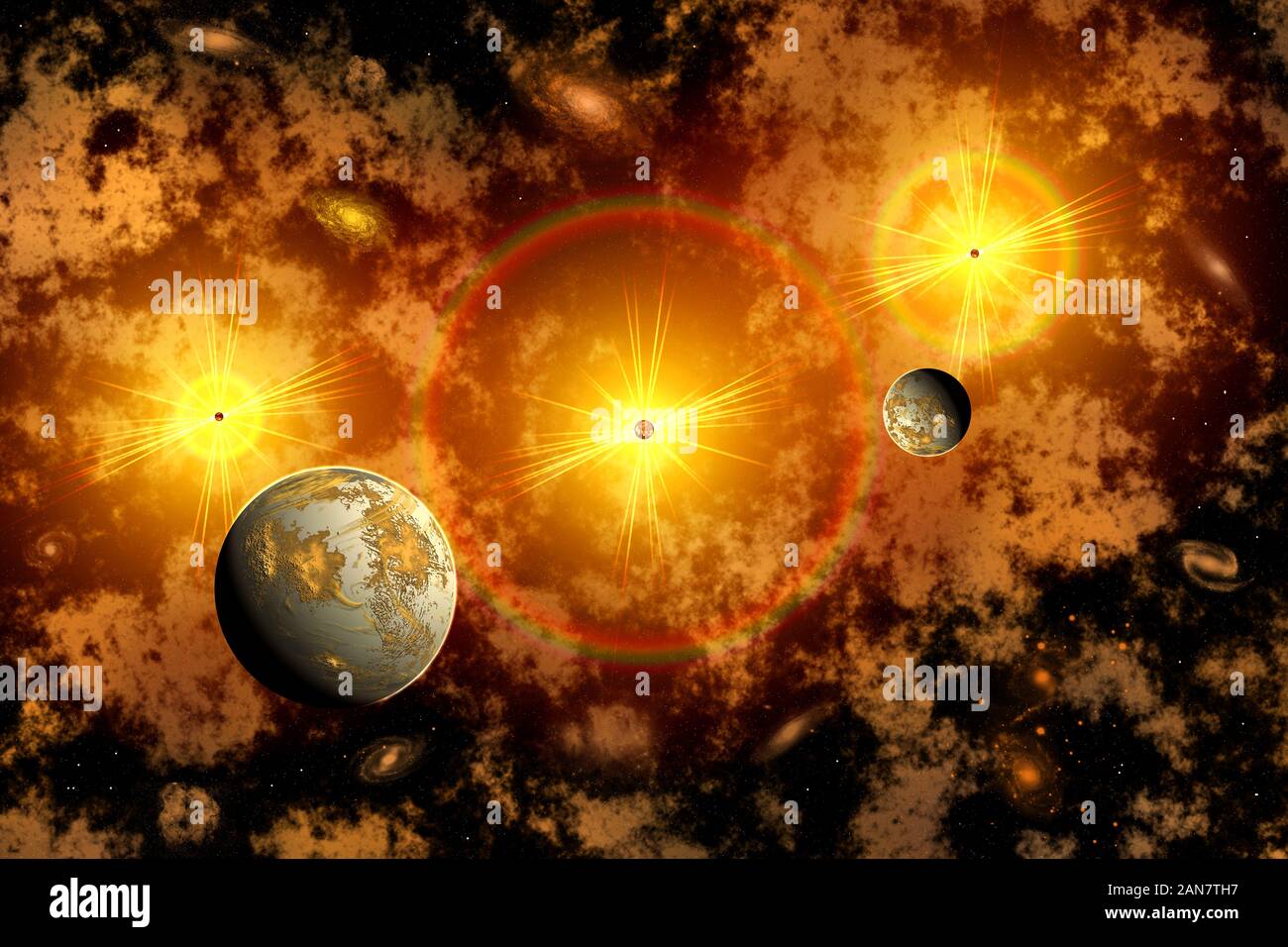 Exoplanètes gravitant autour d'une étoile éloignée de bord Banque D'Images