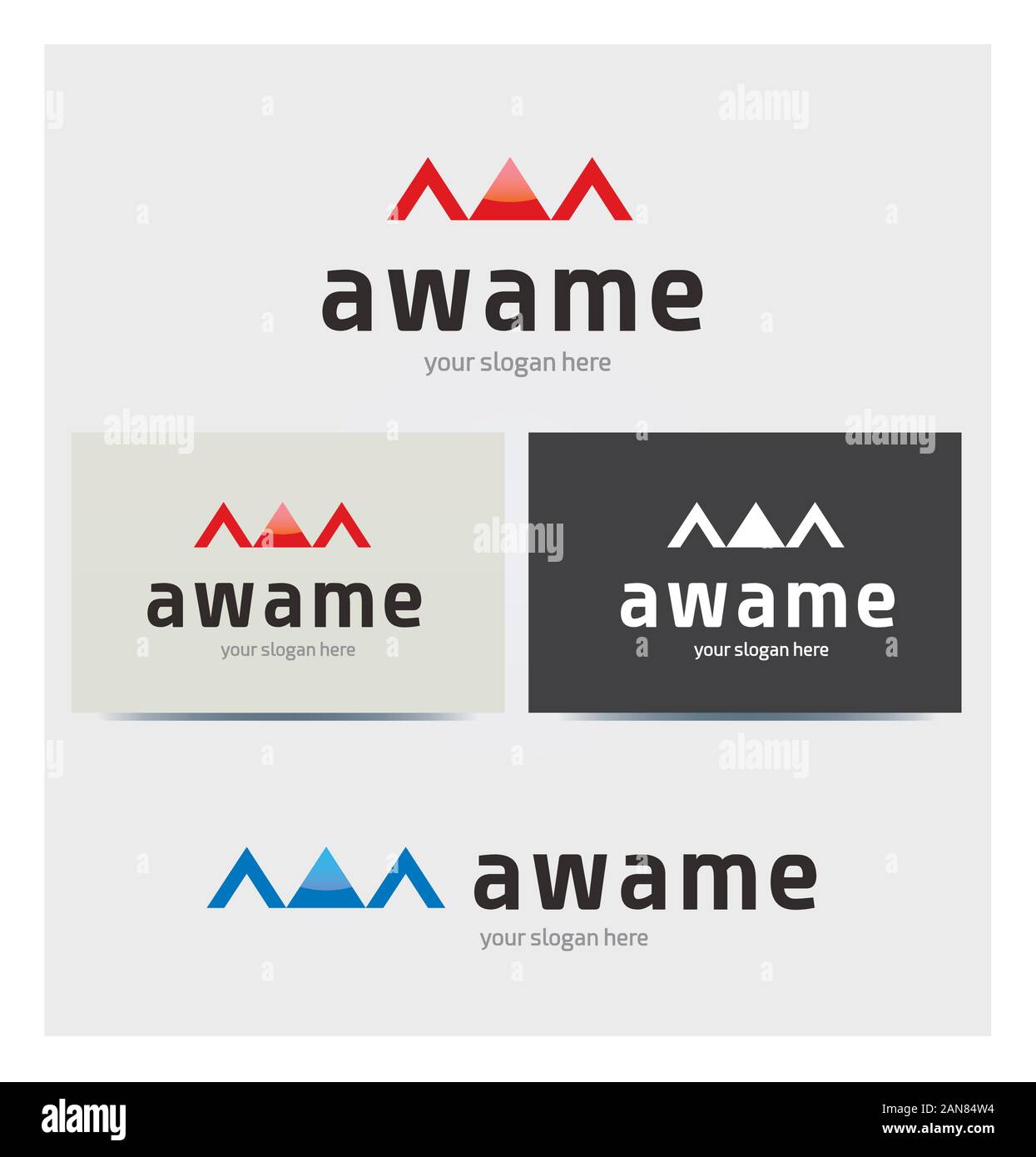 Lettre W icône, logo pour entreprise, maquette de carte en plusieurs couleurs Illustration de Vecteur