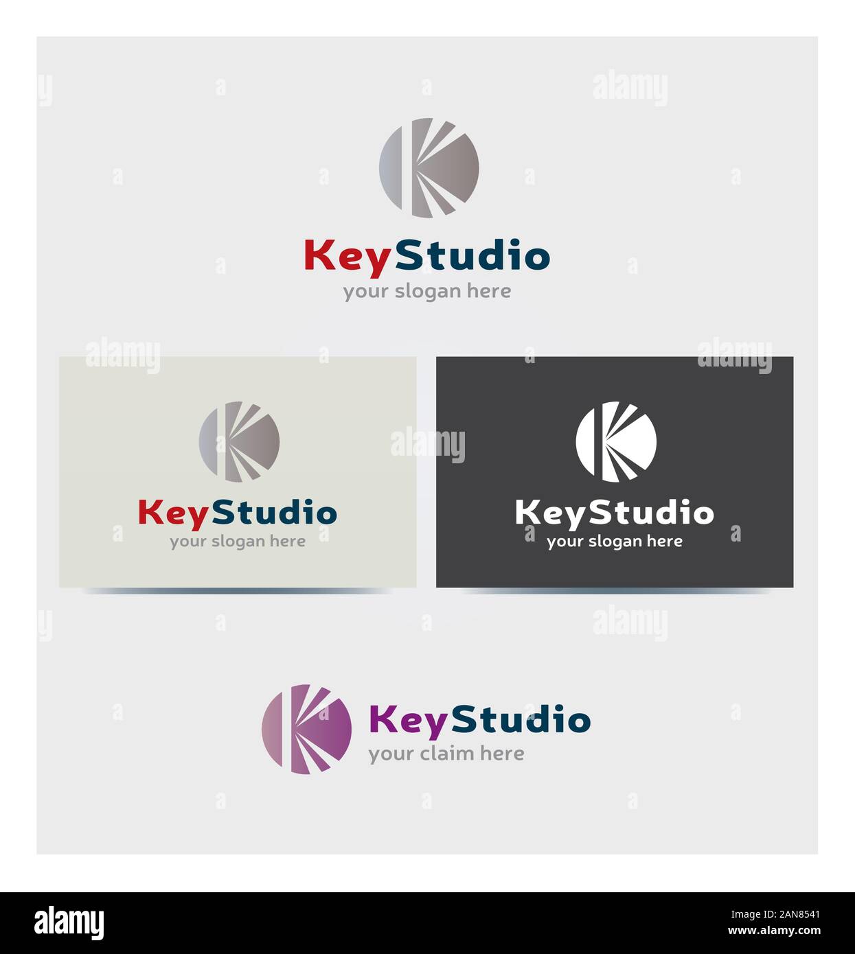 Lettre K Icône, logo pour entreprise, maquette de carte en plusieurs couleurs Illustration de Vecteur