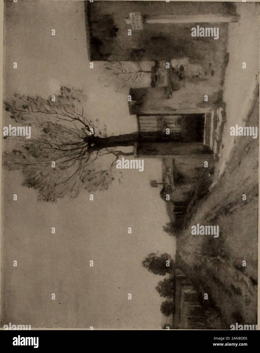 De précieuses images par affaires et maîtres américains . peu du paysage français,qui se trouve être à l'octroi d'Issy, en tant que barrière asigne poster au bord de la route proclame. La route, un moistgray, exécute tout de suite au spectateur, à van-ish sur la crête d'une colline à une graysky crème qui semble résistant à une chasse d'eau. rosâtre À eitherside du chemin, sur la pente douce, sont des champs verts,au-delà des murs gris ou des clôtures délabrées, et sur le bon, au premier plan, sont une passerelle et un graywall, un arbre étêtés, et le signe qui announcesthat ici on s'arrête pour l'octroi Banque D'Images