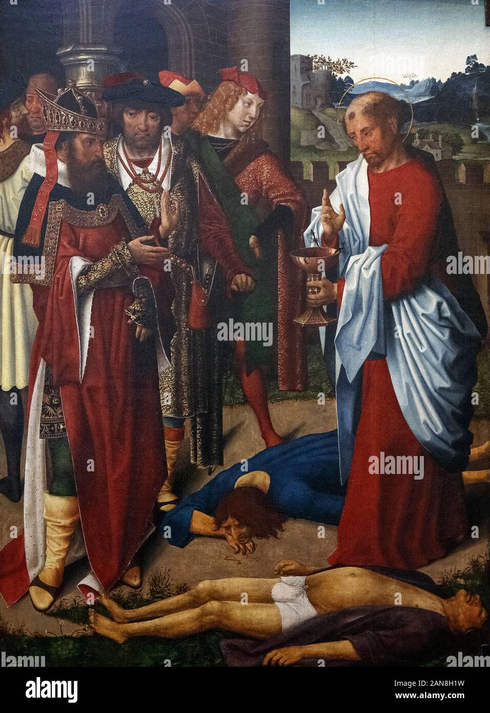 Italie Ligurie Gênes : Musei di Strada Nuova : Palazzo Bianco - Maître de Saint Jean l'Évangéliste - Miracle de la coupe empoisonnée Banque D'Images Italie Ligurie Gênes : Musei di Strada Nuova : Palazzo Bianco - Maître de Saint Jean l'Évangéliste - Miracle de la coupe empoisonnée Banque D'Images