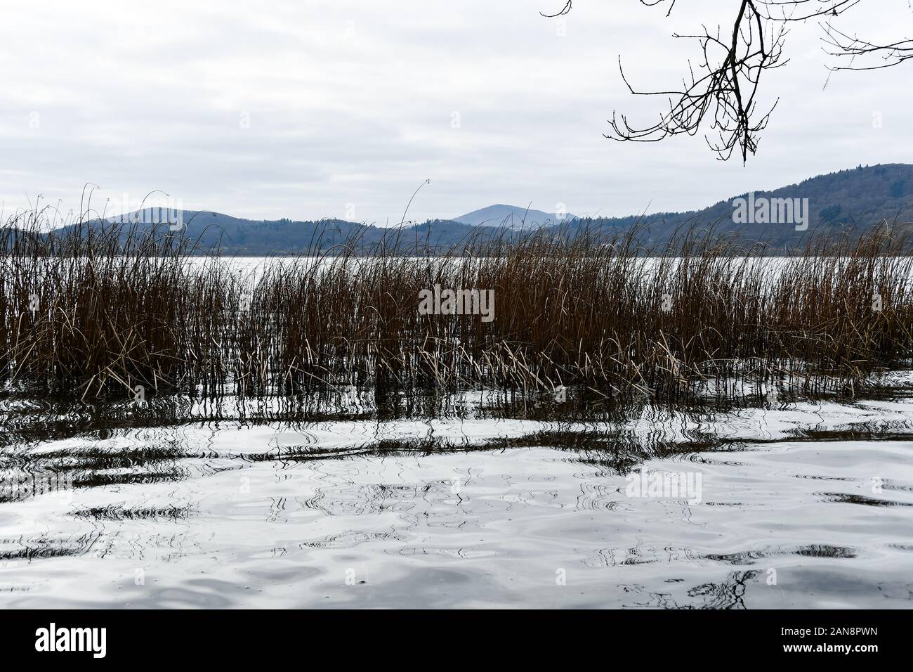 Vue de la voir Laacher sur une froide journée d'hiver Banque D'Images