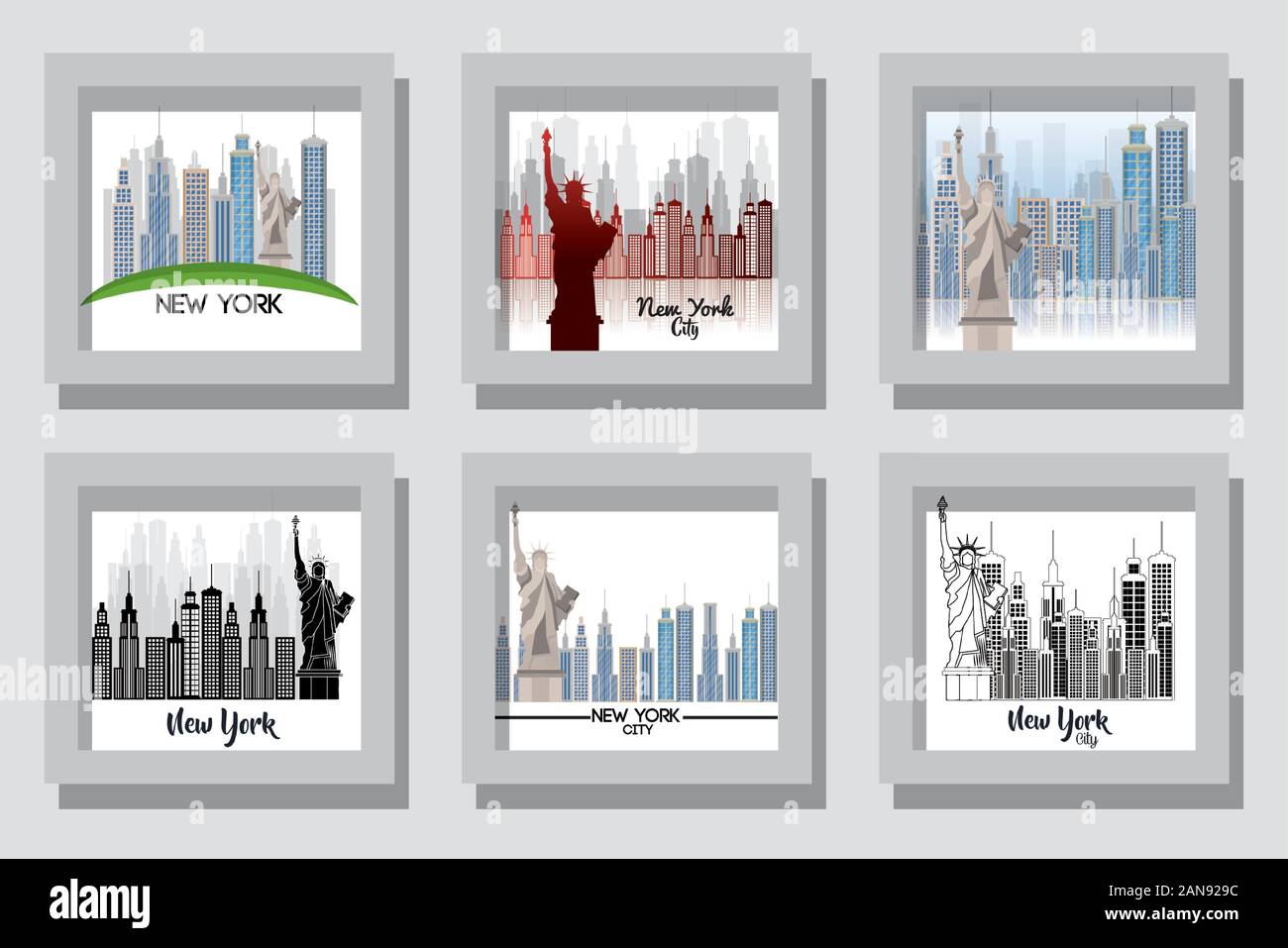 Les bâtiments de new york design vector set Illustration de Vecteur