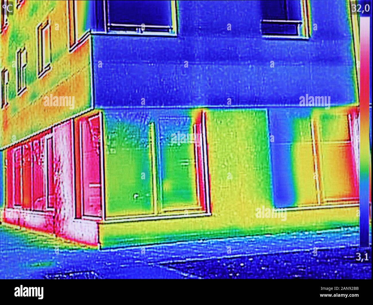 Image thermique la perte de chaleur au bâtiment résidentiel Banque D'Images