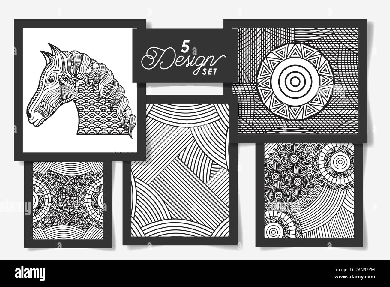 Mandalas noir et blanc Banque d'images vectorielles - Alamy