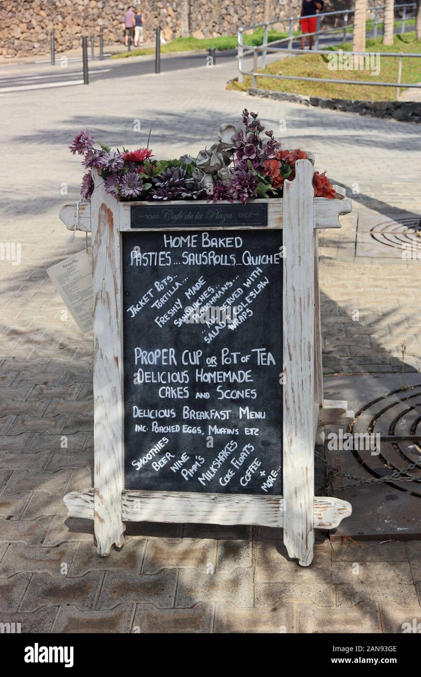 Enseigne à l'extérieur café menu publicité Banque D'Images