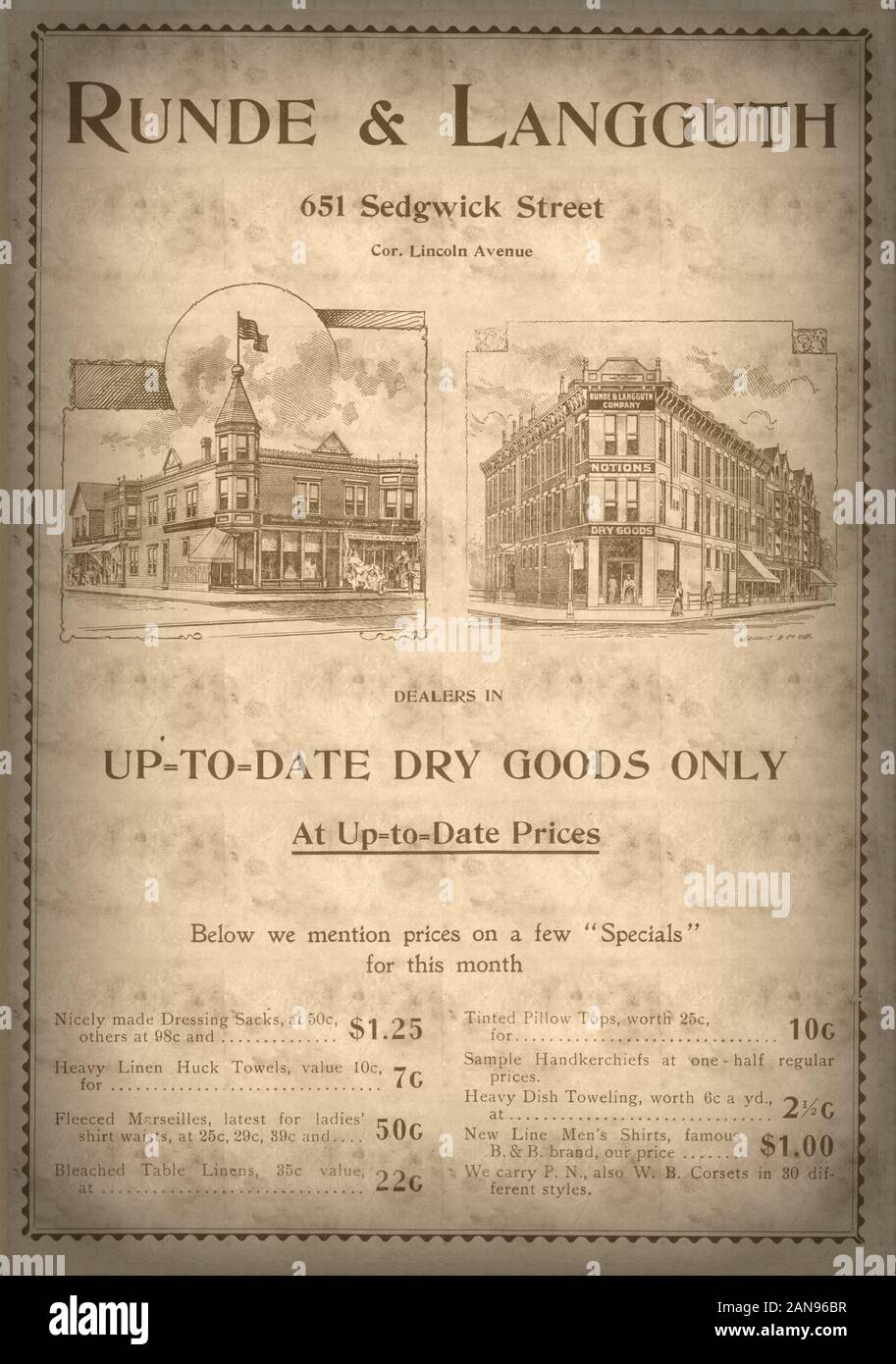 Publicité Vintage page à partir du début des années 1900, les chaussures,  les chapeaux, les nettoyeurs à sec Photo Stock - Alamy