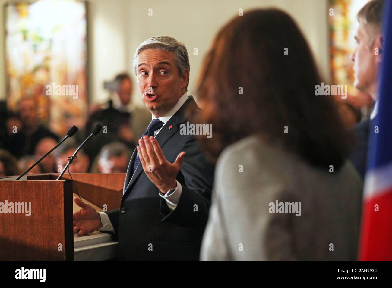 Francois-Philippe Champagne, ministre canadien des affaires étrangères, au cours d'une réunion de la Coordination internationale et d'intervention en groupe pour les familles des victimes de l'Ukrainian International Airlines vol qui s'est écrasé en Iran, au Haut-commissariat du Canada à Londres. Banque D'Images