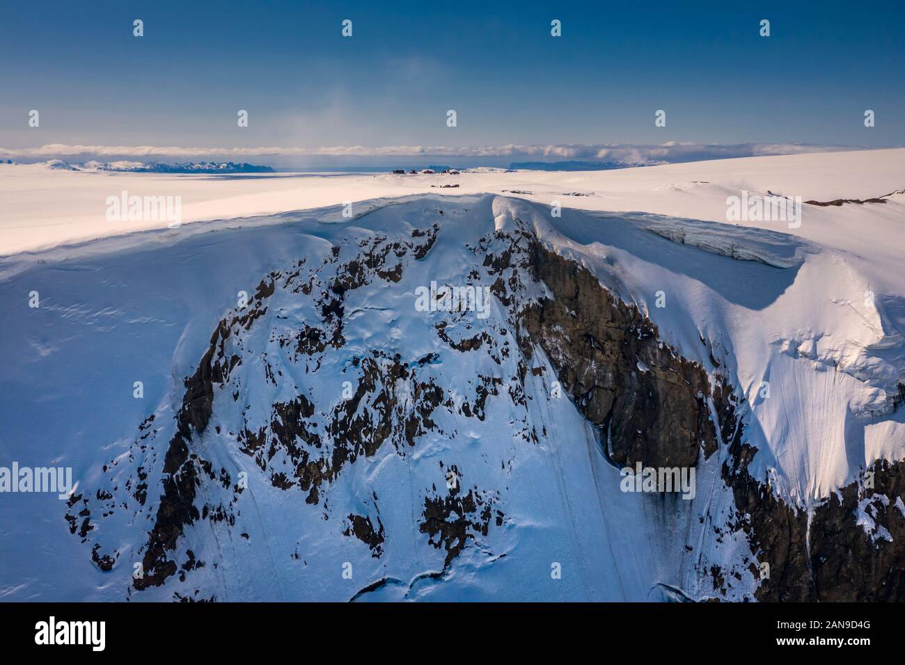 La société glaciologique expédition du printemps, Grimsvotn Hut, calotte de glace, l'Islande Vatnajokull Banque D'Images