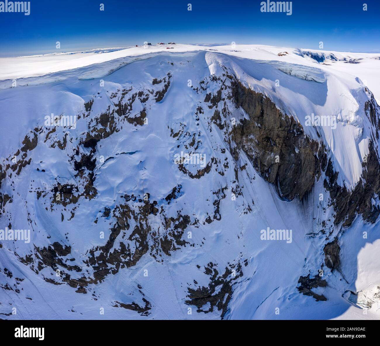 La société glaciologique expédition du printemps, Grimsvotn Hut, calotte de glace, l'Islande Vatnajokull Banque D'Images