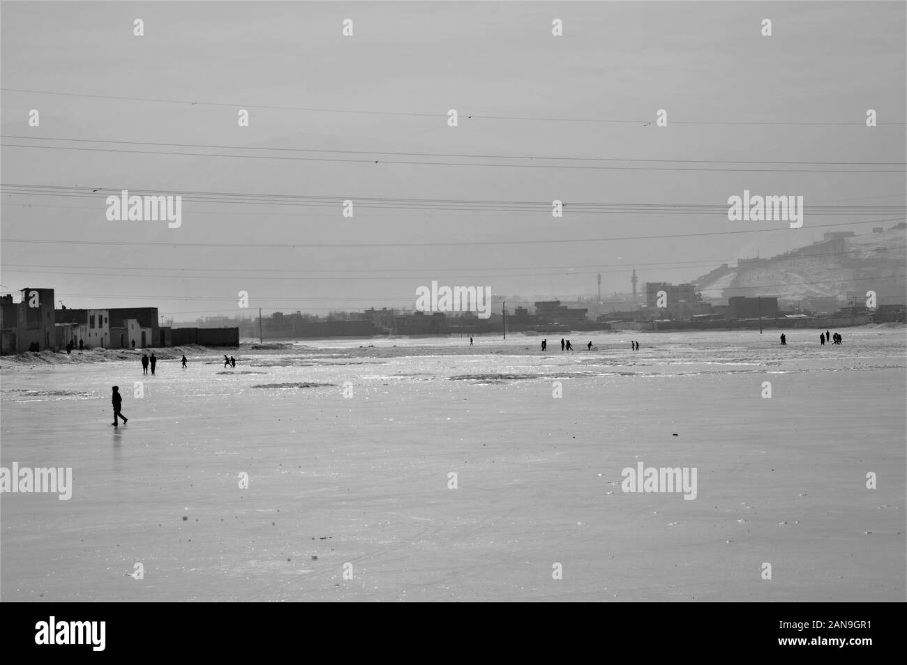 Patinage sur glace dans la ville de Kaboul, Afghanistan Banque D'Images
