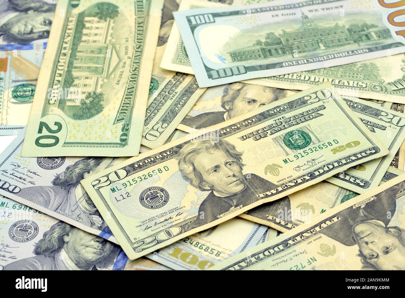 Les dollars US en entier. d'arrière-plan de finances thème. Banque D'Images