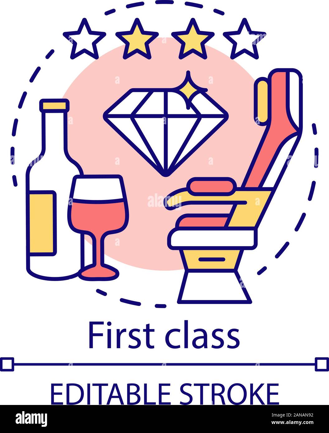 Concept de première classe. Siège passager idée fine ligne illustration