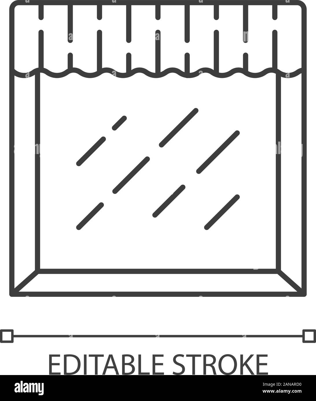 Icône linéaire Valance. Rideau de cuisine. Accueil l'aménagement intérieur. Rideaux tissu décoratif. Haut de la fenêtre de traitements. Fine ligne illustration. Symbole de contour. Illustration de Vecteur