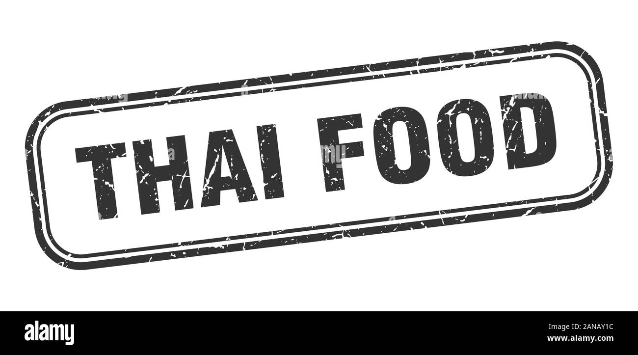 Thai food stamp. thai food square panneau noir grunge Illustration de Vecteur