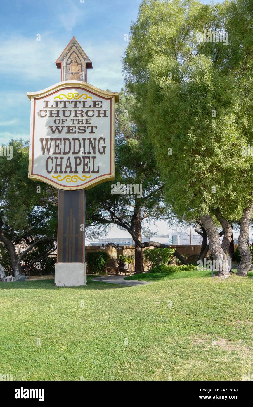 La petite église de la chapelle de mariage de l'Ouest, Las Vegas, Nevada. Banque D'Images