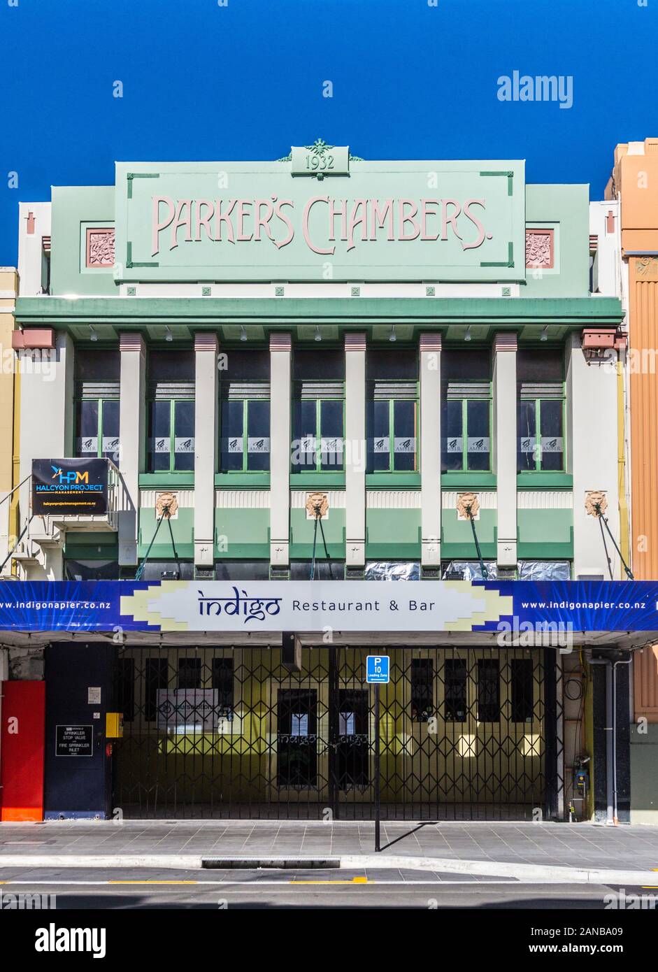 L'Art Déco Parker's Chambers, par Louis Hay, 1932, Napier, Hawke's Bay, île du Nord, Nouvelle-Zélande Banque D'Images