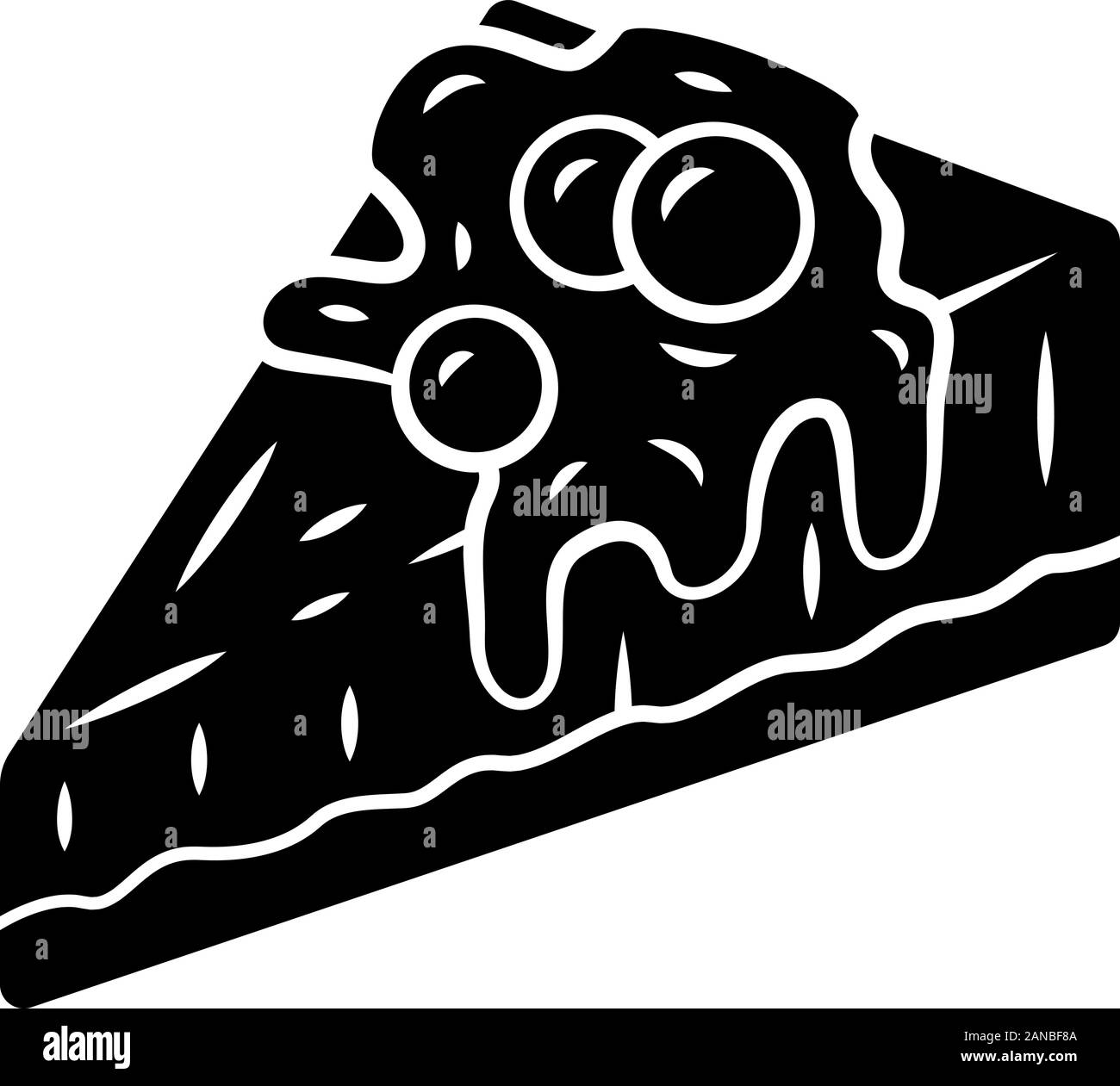 Icône glyphe de gâteau au fromage. Gâteau à l'écimage et baies. Boulangerie, pâtisserie menu. Dessert sucré. Tranche de gâteau au fromage glacé aux fruits. Symbole Silhouette Illustration de Vecteur