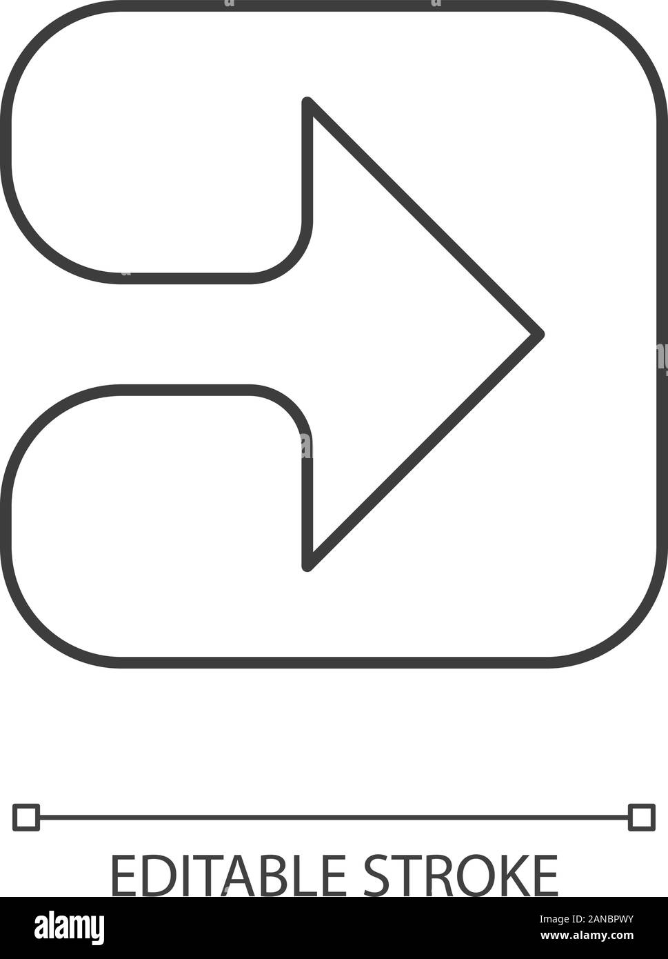 Dans l'icône flèche linéaire carré. Bouton de lecture. Pointeur vers l'avant. Triangle indiquant la droite. Ensuite, flèche avant. Fine ligne illustration. Symbole de contour Illustration de Vecteur