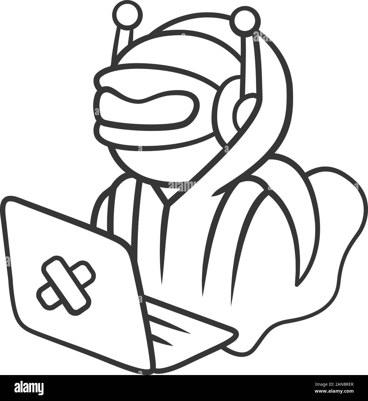 Icône linéaire bot hacker. Robot de virus. Attaque de pirates informatiques, le crime, la cybercriminalité. Virus informatique malveillant, l'IA. Fine ligne illustration. Symbole de contour. Vec Illustration de Vecteur