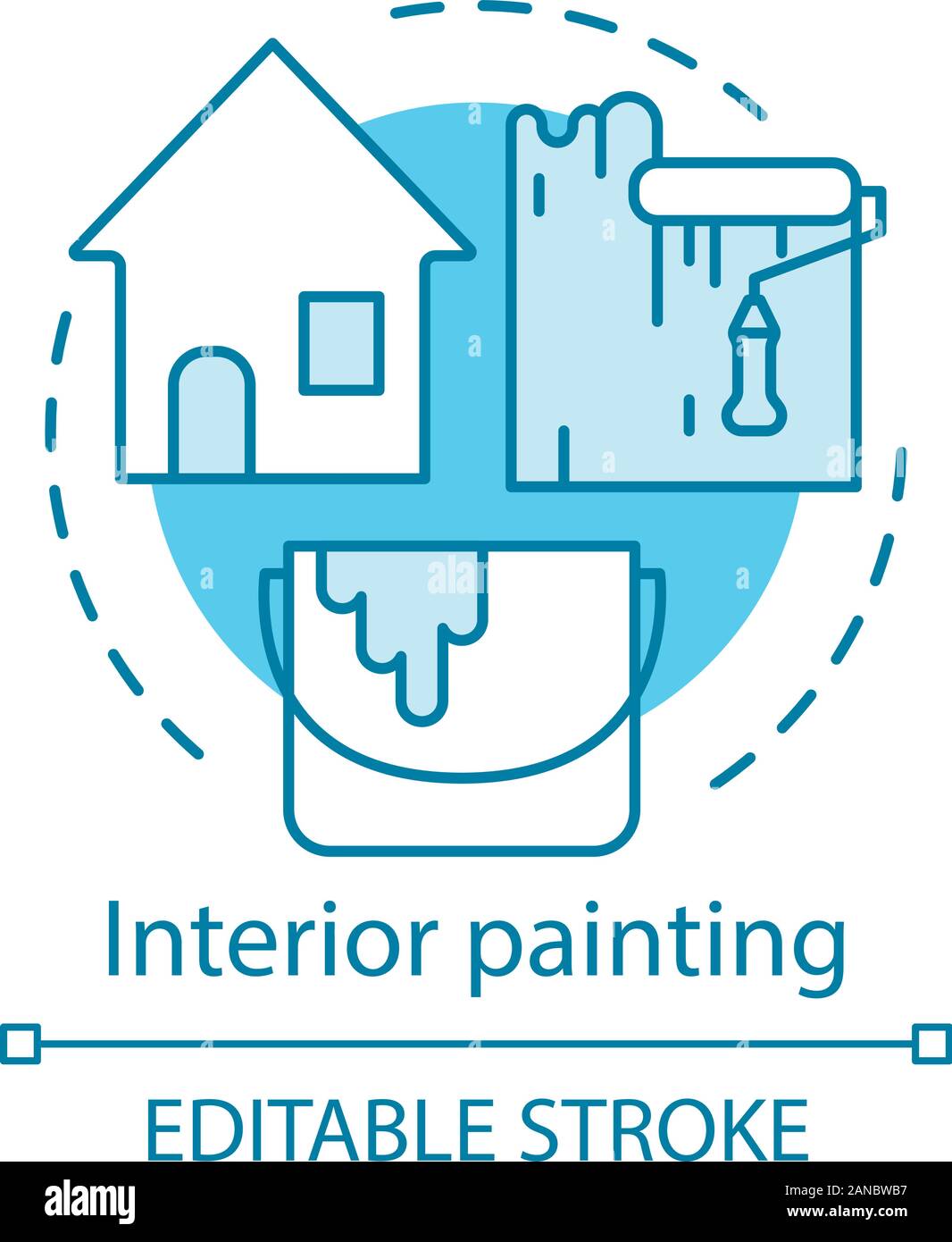 Concept de peinture intérieure icône. Home service idée fine ligne illustration. La préparation des murs, un plafond à la réalisation finale. L'entretien de la maison. Appartement r Illustration de Vecteur