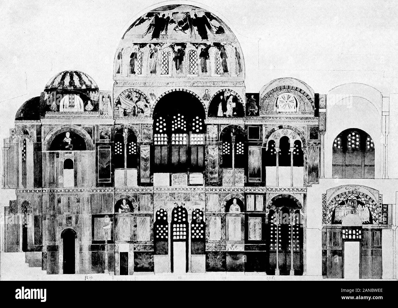 Le Britannica encyclopdia ; un dictionnaire des sciences, des arts, de la littérature et de l'information générale . Petite CATHÉDRALE MÉDIÉVALE, Athènes. Photo. Emery Walker.. • Brim un dessin par Sidney Bamsley. Intérieur DE ST. LUKES, près de Delphes. fl montrant un schéma typique de la décoration intérieure. Les parties inférieures des murs sont recouverts de marbre, et la surface supérieure et les voûtes de mosaïques et de peintures. Onzième siècle. L'ART BYZANTIN 907 que les églises de St Sergi-us, la Sainte Sagesse (Sainte-sophie),et les Saints Apôtres à Constantinople, et San Vitale. atRavenna Nous pouvons mieux définir un point arbitraire à la de Banque D'Images