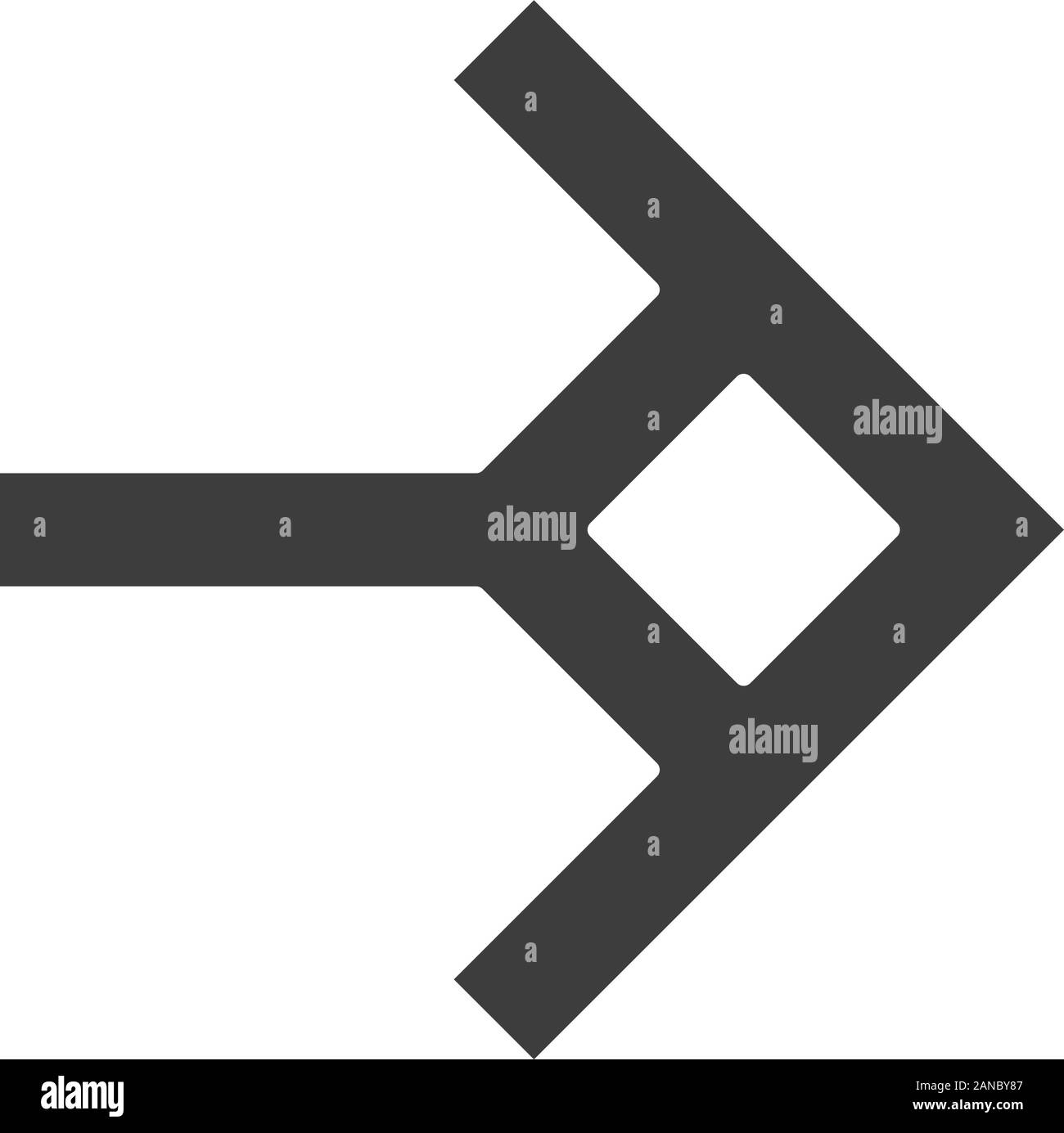 L'icône en forme de flèche glyphe. Signe de flèche de navigation. Direction de l'Est. Triangle indiquant la droite. Flèche Suivant. Pointeur géométrique. Symbole de Silhouette. Illustration de Vecteur