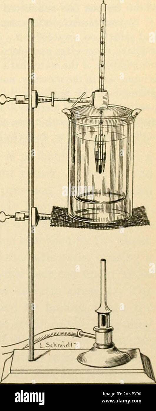 Chimie Physiologique pratique ; un livre conçu pour une utilisation dans des cours de chimie physiologique pratique dans les écoles de médecine et de la science . e par mélange d'sulphateand en cuivre de l'hydroxyde de potassium. Ajouter un peu de cette glycerolto whatoccurs précipité suspendu et remarque. 13. Test d'absorption d'iode.-dissoudre une petite quantité d'un acide organique insaturé,par exemple, l'acide oléique, dans le chloroforme. Ajouter 2-3 dropsof Hiibls^ solution iodée et agiter. La solu-tion sera une unsatiirated arepresent si acides. Cela est dû à l'absorption de l'theiodine. L'essai devrait être contrôlée par shak-ing chlorofor Banque D'Images