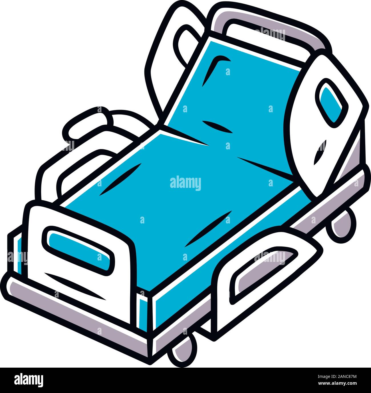 Lit d'hôpital électrique motorisé, l'icône de couleur. Dispositif pour les personnes handicapées. Personne paraplégique le traitement. Matériel de réadaptation aux patients hospitalisés, Illustration de Vecteur