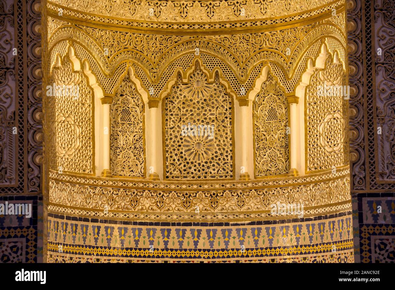 Stuc décorés mihrab, Grande Mosquée, Koweït Banque D'Images