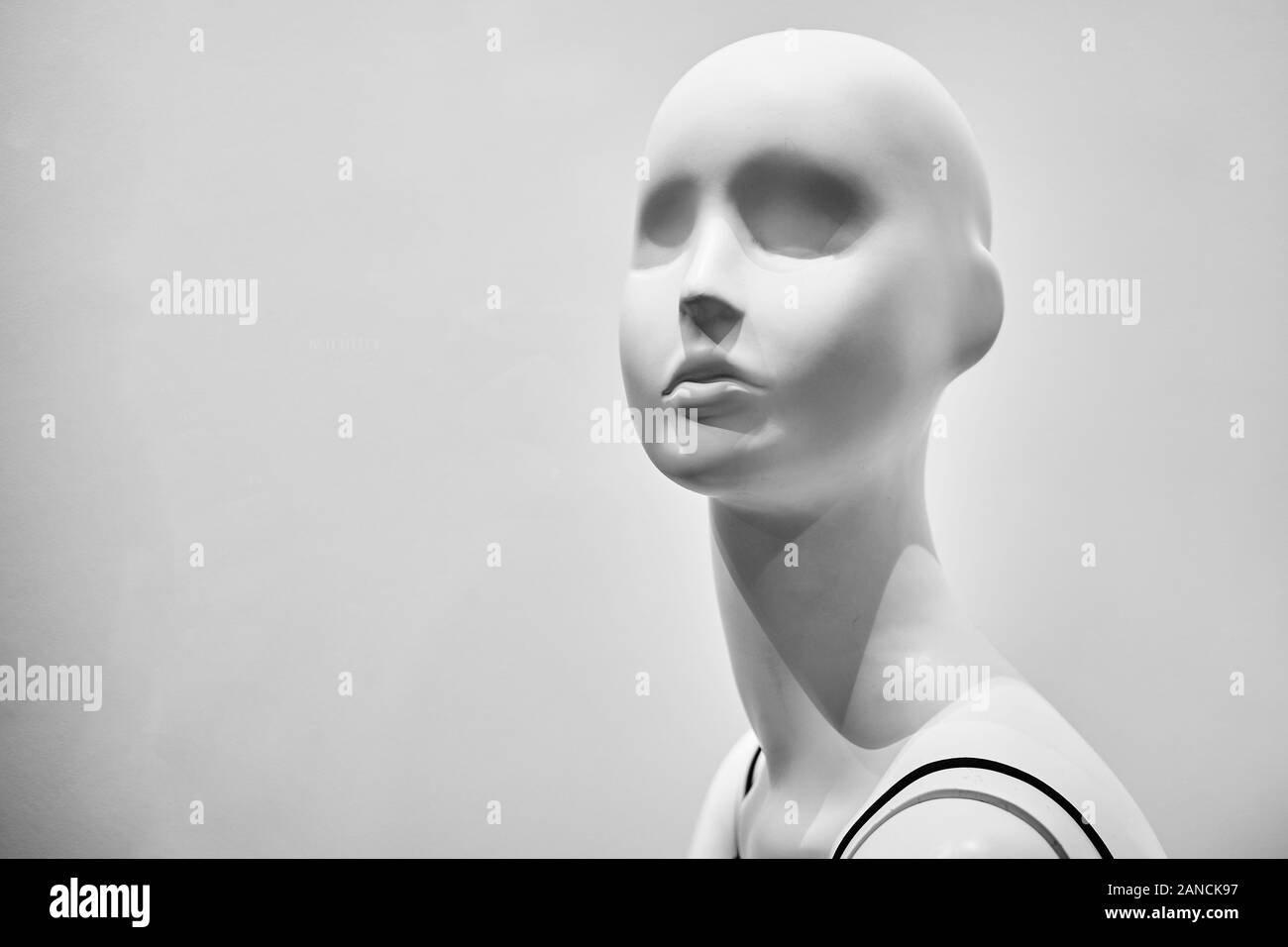 Une femme mannequin. Photo en noir et blanc. Copier l'espace. Close up. Banque D'Images