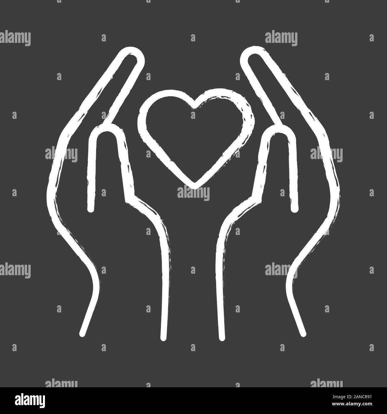Les mains à l'icône Chalk coeur. L'activité de bénévolat. Organisation sans but lucratif. Projet de charité. L'amitié et l'amour. L'aide humanitaire. Service communautaire Illustration de Vecteur
