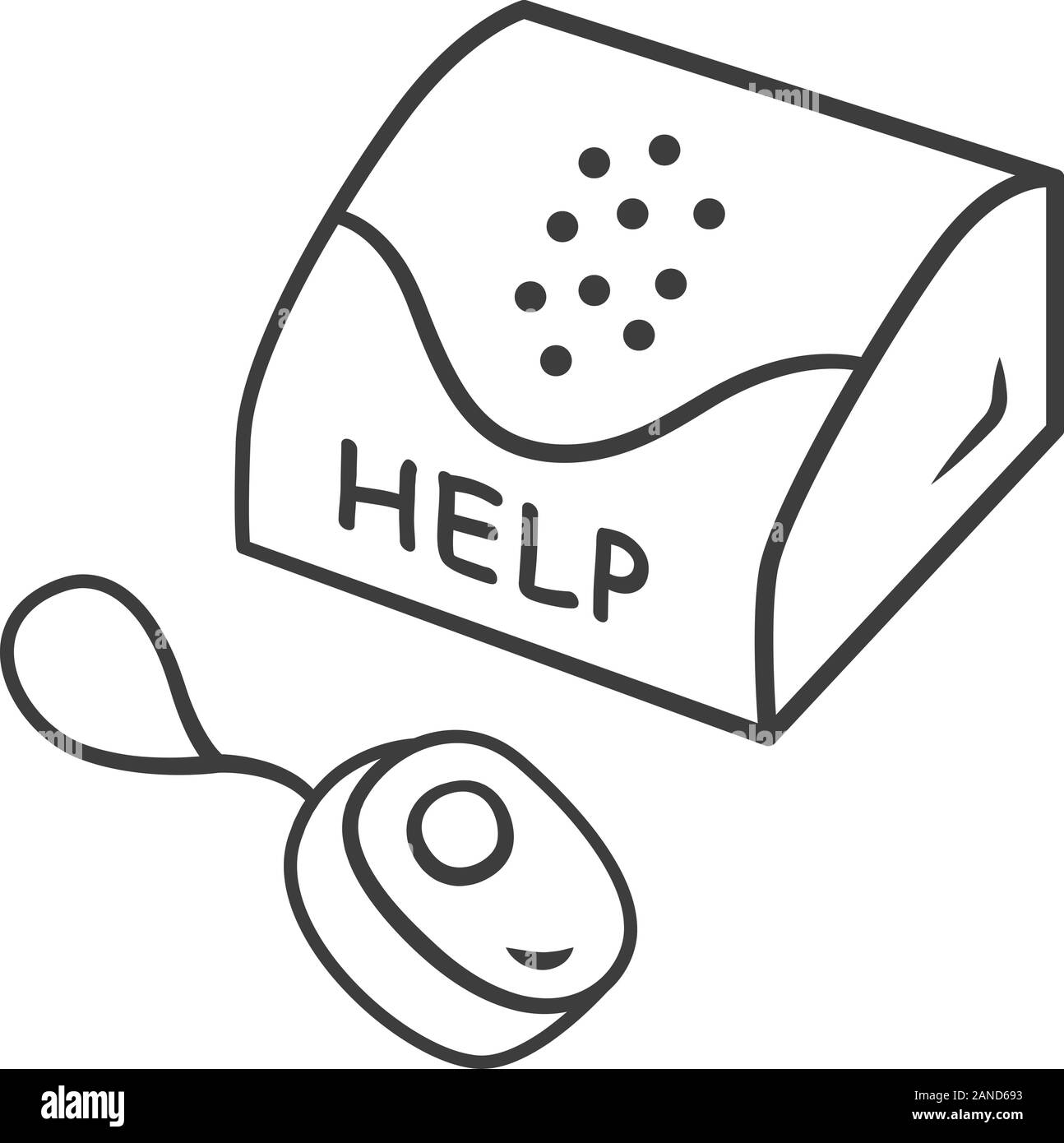 Le système d'intervention d'urgence personnels icône linéaire. Dispositif pour les personnes handicapées. L'assistance d'appel, help.Fine ligne illustration. Symbole de contour. V Illustration de Vecteur