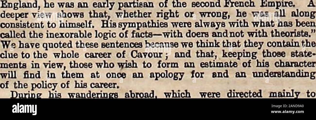 L'Illustrated London News . la lecture. Dans ses premiers écrits, selon l'igs-particulièrement remarquable, l'Angleterre et hret anglais institutions ; et, deuxièmement, de perspicacité orseless avec lequel il réalise l'ensemble de principes pour theirpractical logique plutôt qu'à leurs résultats. J'appelle sa partialité toEngland, parce qu'elle extraordinaire si étranger à la pensée et d'feelingof ceux parmi lesquels il a vécu. Il n'était pas, aussi, que le résumé par-impartialité à l'Angleterre qui était alors la mode avec la doc-trinairea français de la journée. Ce qu'il a appréciés en Angleterre, plus que toutes les idées ourforms et de gouvernement, a été o Banque D'Images