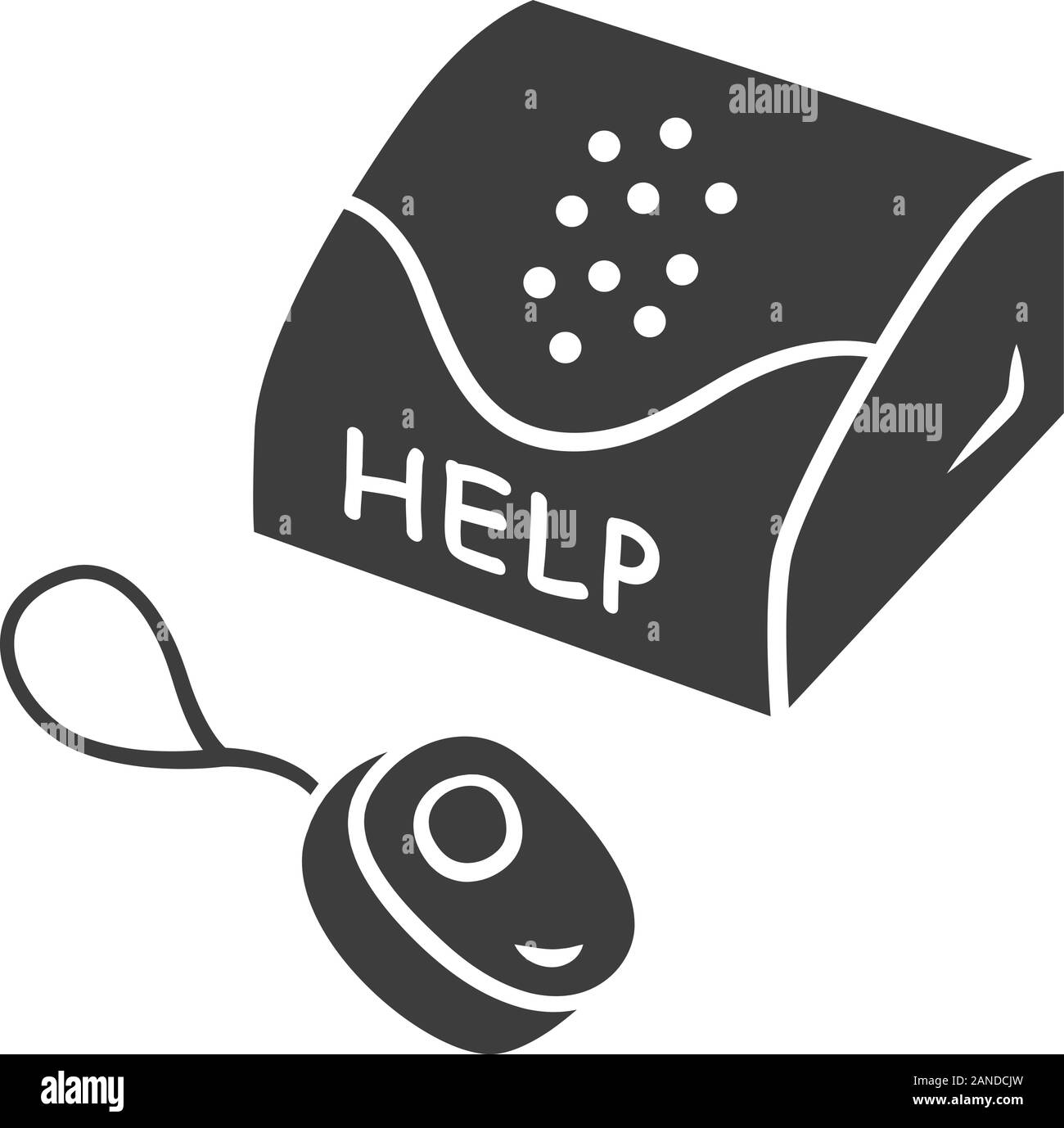 Le système d'intervention d'urgence personnels icône glyphe. Dispositif pour les personnes handicapées. Appelez l'assistance, l'aide. Bouton d'alerte médicale. Silhouette symb Illustration de Vecteur