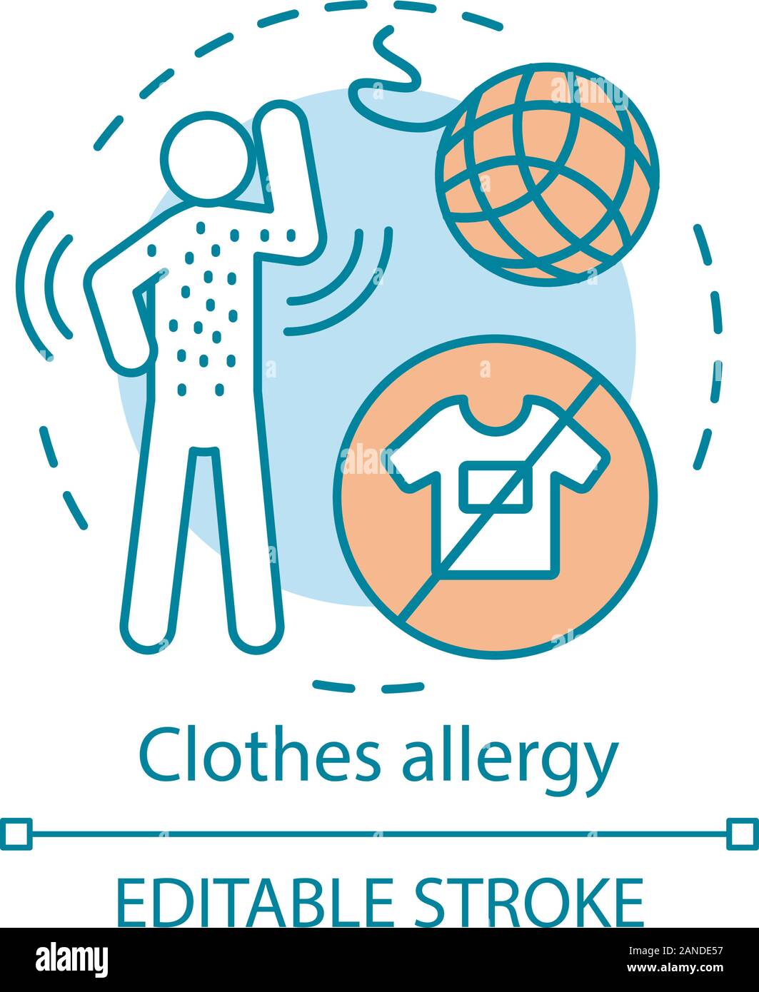 Allergie vêtements icône concept. La dermatite de contact Textile idée fine ligne illustration