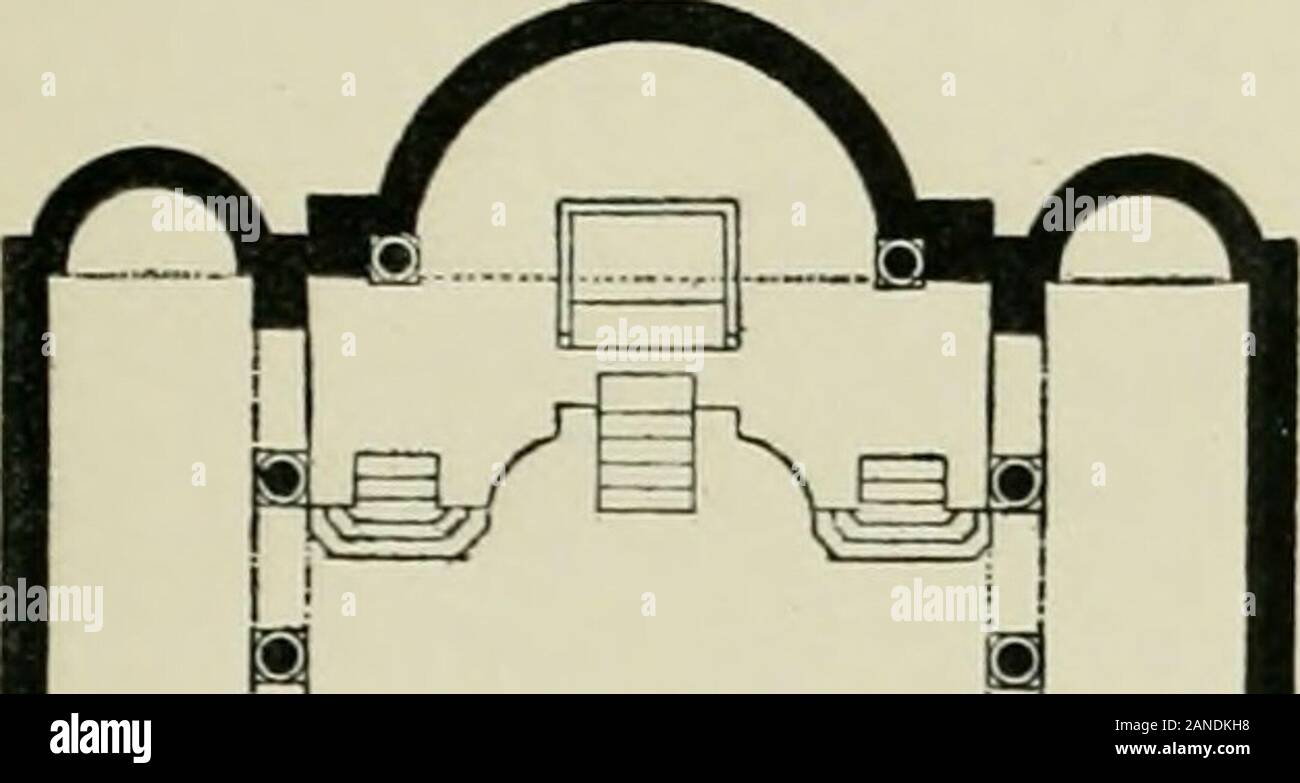 L'architecture en Italie, à partir de la sixième à la onzième siècle, recherches historiques et critiques . Fig. 89.-Base de la colonne dans la Chapelle de S. Zeuone,kome-A.D. 817-824. i83 oiniii rcrntlciihtfum. appelé, et adopté des ofmarble qu petits morceaux coupés en différentes formes géométriques, afin d'obtainelegant designs. Ce nouveau système-probablement importés dela grecs dans l'huitième siècle-développée lentement mais surelyin l'Italie au cours des neuvième et dixième siècles, et dans le endsucceeded supjilanting presque entièrement à l'ancienne mode. Plus Ittriumphed dans les basiliques romaines et sicilienne. Dans ce chap Banque D'Images
