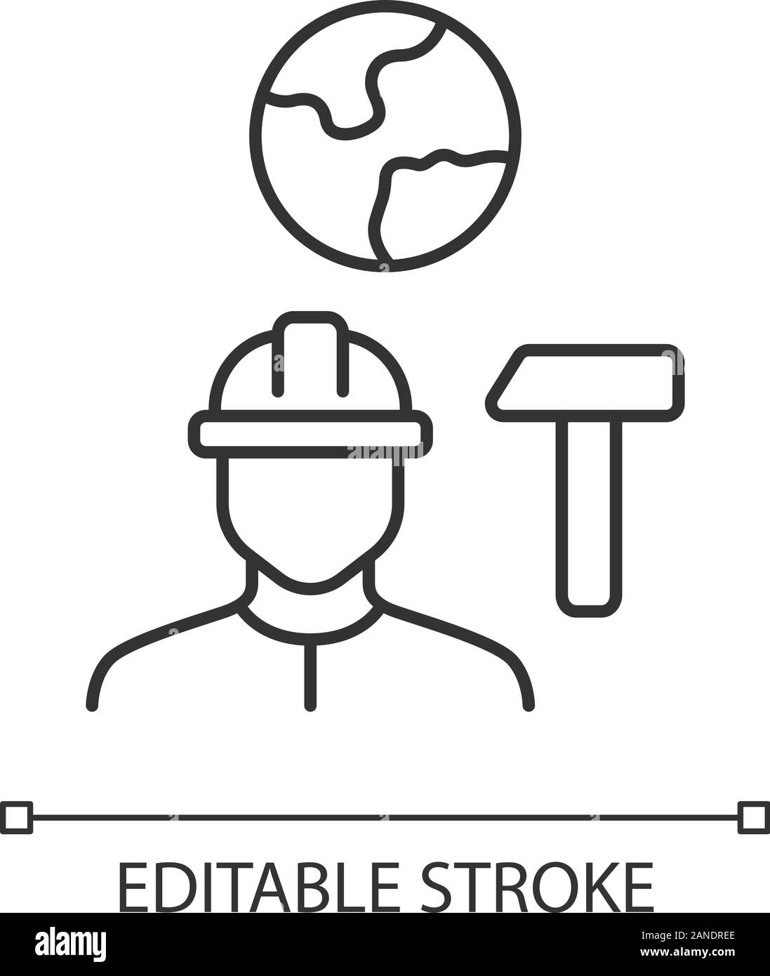 Pour les immigrants d'icône linéaire. L'emploi des réfugiés, migrants. Trouver du travail à l'étranger. Casque de travailleur, bricoleur. Fine ligne illustration. Symbole de contour. V Illustration de Vecteur Pour les immigrants d'icône linéaire. L'emploi des réfugiés, migrants. Trouver du travail à l'étranger. Casque de travailleur, bricoleur. Fine ligne illustration. Symbole de contour. V Illustration de Vecteur