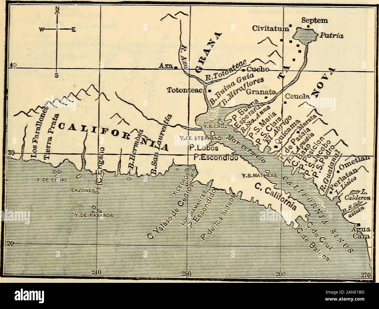 L'histoire du Nevada, du Colorado et du Wyoming, 1540-1888 . 1(305. a été une grande rivière^ tournant au nord-est et le connectingwith San Felipe, le diviiling ce dernier, un ami de * Le frère pensé cela pourrait l'Ikj TonanFrancinco IJuj- .Saii, whidi indei-d'il wa", ou il juThapH wa" une succursale de tlu- Cohnn-BIA. Fiue Kstc gran rio un cône Ioh .{(i j"uftle (|ui il frapper entni al puorto daSan en Fraucinco la California, 6 al brazu del rio la Colombie. JJiario, dans Ifoe.J1 %"1. Mex., ""régie ii. tom. i. 2^ft. Certaines cartes anciennes. 31 Les branches qui coule vers le nord. Il gaveme à comprendre que le premier était trois ti Banque D'Images