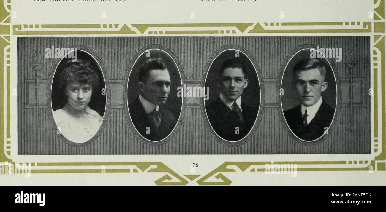 L'Illio . Je Lillian Irene GuffinLiberal LJiampaign Arts et Sciences Société littéraire athénienne ; Vainqueur de la société Inter-Literary Concours de déclamation (3). George William Haan, Jr., StTLiberal Arts and Sciences Étudiant Aurora ; football universitaire de football universitaire(2) ; (3) Football (3) ; le Lieutenant dans uni-versité Brigade. Palmer, •SAALaw Mackenzie Gunnell Wichita, Kansas Arthur Hagener, TBII Fumeur Droit Comité (4). Le Génie Civil Beardstown. Aucun mais elle-même peut être son parallèle. Khun (Iwinn. Banque D'Images