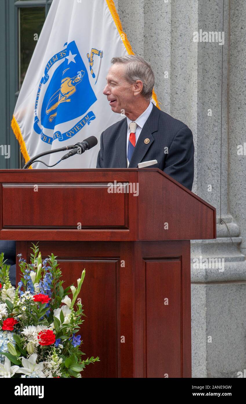 M. Stephen Lynch parlant à Quincy, Massachusetts Banque D'Images
